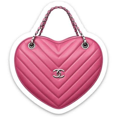 chanel heart pink color bag sticker