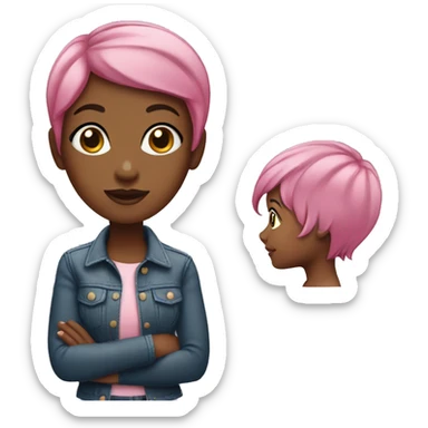 A black girl with a pink pixie cut   sticker
