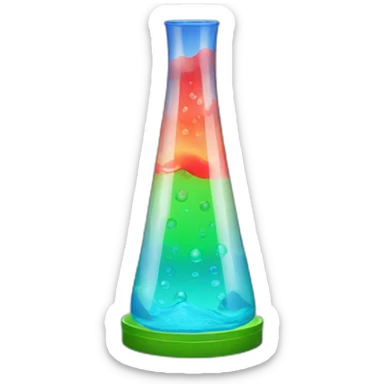 A lava lamp with blue water and green lava sticker