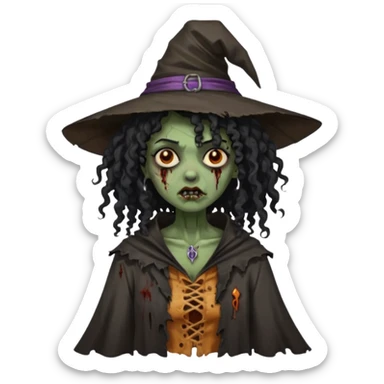 black curly hair, dark skin Zombie Witches sticker
