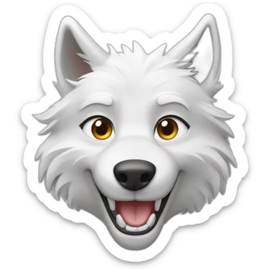 Loup blanc qui fait un beau sourire montrant ses belles dents sticker