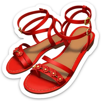 Red sandals with tiny rosettes  sticker
