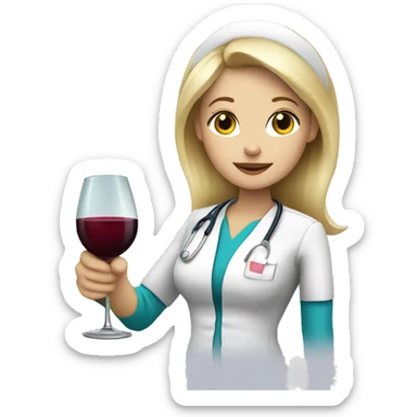 blonde nurse drinking wine sticker