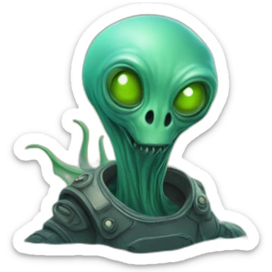 Un alien nage dans la mer sticker
