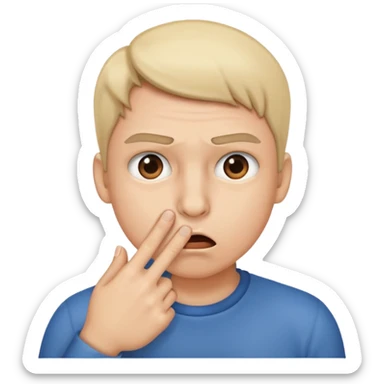 Shock face holding a finger to nose sticker