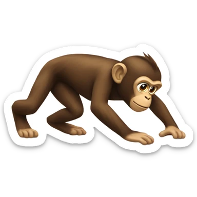 Monkey crawling on ground sticker