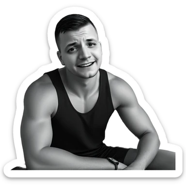 boy smiling in monochrome sticker