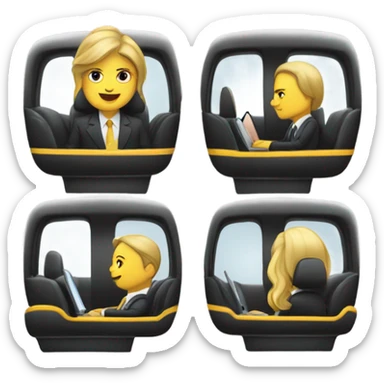 office workers in a taxi cab sticker