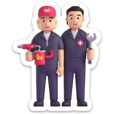 mechanic with grease stains sticker