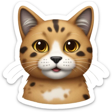 Furry brown and black speckled cat sticker