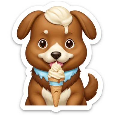 dog eating icecream sticker