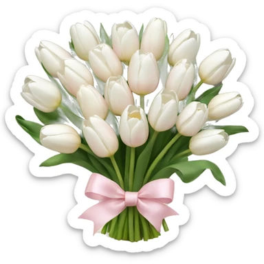White tulips bouquet with light pink bow  sticker