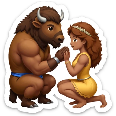 Bison on one knee proposing sticker