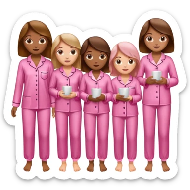 group of black women in pink pajamas high quality silky pajamas and like 20 women sticker