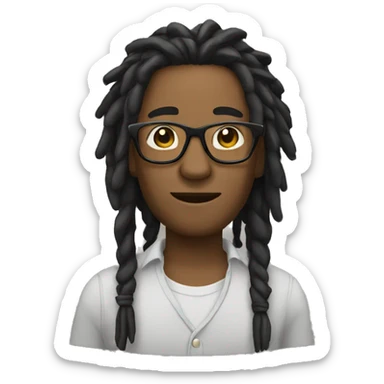 man with dreadlocks and glasses sticker