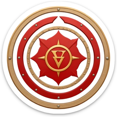 Create a circular casting sigil based off of the wizard101 balance school using base color sand and trim color red. A scale is the main focus here  sticker