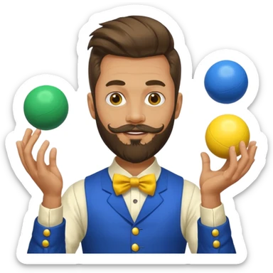 circus juggler beard zelensky juggling two balls blue and yellow sticker