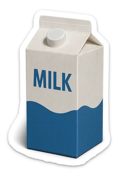 scatola di latte realistica IN ITALIANO, iperrealistico 4k sticker