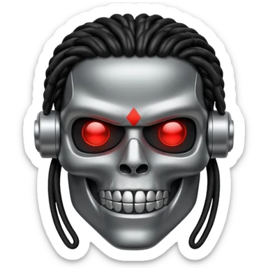 smiling black rasta terminator silver sticker