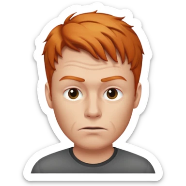 The 🤨 raised eyebrow emoji but with short ginger hair (a man) sticker