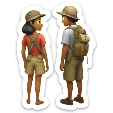 Philippine Island Girl with Caucasian Fly Fisherman in love at sunrise on an island sticker
