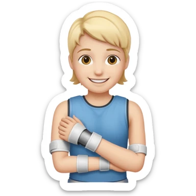 Ich fühle mich fröhlich, weil ich taglich positive Lust habe. Außerdem habe ich gestren Unfall gemacht. Uhhh aber … ich bin stark 💪🏼🦿🦾 sticker