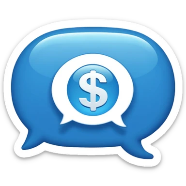 A classic, rounded chat bubble, like you’d see in a messaging app. Inside the bubble there is a clean, bold dollar sign ($) sticker