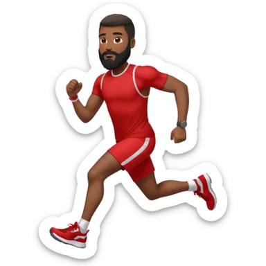 blackman with full beard running exercise sport red clothes sticker