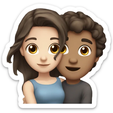 girl dark hair dark eyes et boy with brown hair blue eyes in love couple love sticker