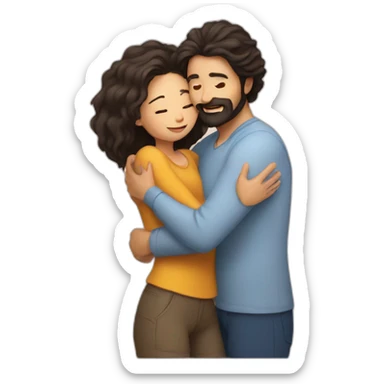 Man with ling hair with beard hugging girl sticker