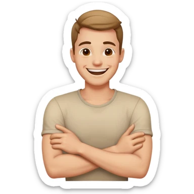 arms crossed around neck laughing guy sticker