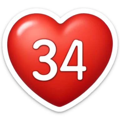 A heart with 34 in the middle  sticker