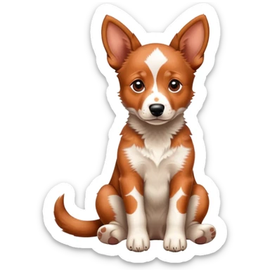 Cute red heeler puppy with floppy ears and spotted coat, sitting sticker