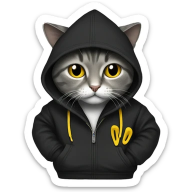Cat wearing wu tang hoodie sticker