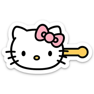 Hello Kitty hair pin, clean lines, pastel colors, Hello Kitty's face and bow sticker