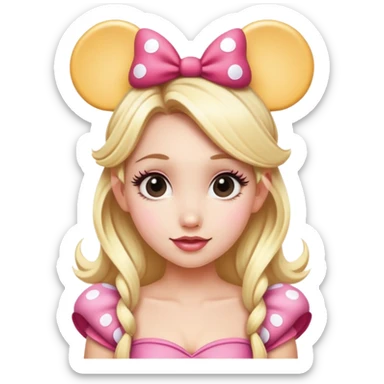 Blonde fairy wearing Minnie Mouse ears  sticker