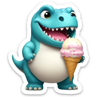 Fat baby Dino with ice cream sticker