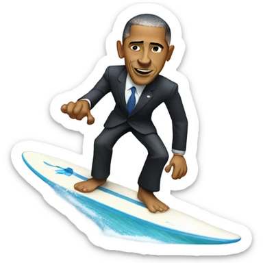 Barack Obama surfing  sticker
