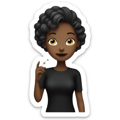 girl in black outfit indoors smoking  sticker