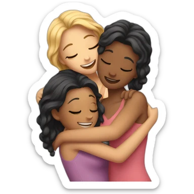 three girlfriends hugging sticker