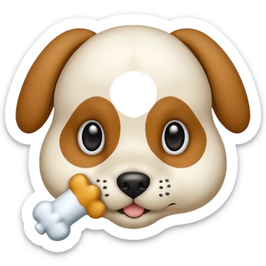 puppy face with white bone  sticker