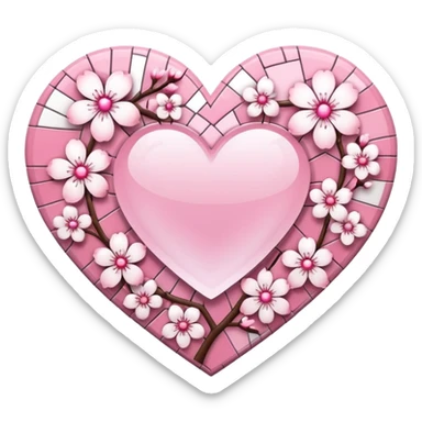 sakura heart with a mosaic pattern sticker