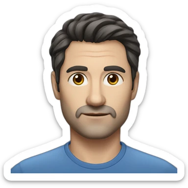 man dark hair - 40 years old - blue shirt - Slavic appearance - without a beard sticker