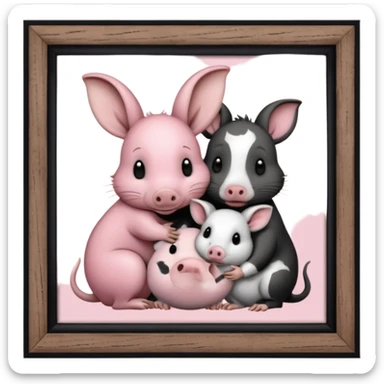 Home of rat, pig, cow, rabbit hugs sticker
