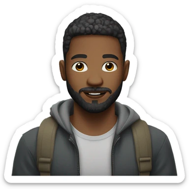 young man, 30 years old, with white skin and a beard, 1.70 tall in front of several houses sticker