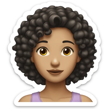 girl with curly black hair brown eyes and light skin sticker