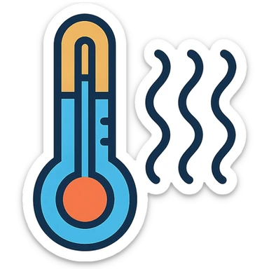 simple and clear temperature symbol icon, visual representation of temperature with thermometer or heat waves, suitable for UI sticker