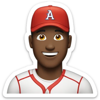 smiling man with red baseball cap sticker