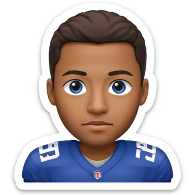 Black man with blue eyes in a NY giants jersey sticker