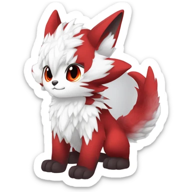 Anthro-Edgy-Cool-White-Red-Contrast-Colors-Fantasy-Fur-Sona-Chibi-Shiny-Fakémon-Hybrid full body sticker